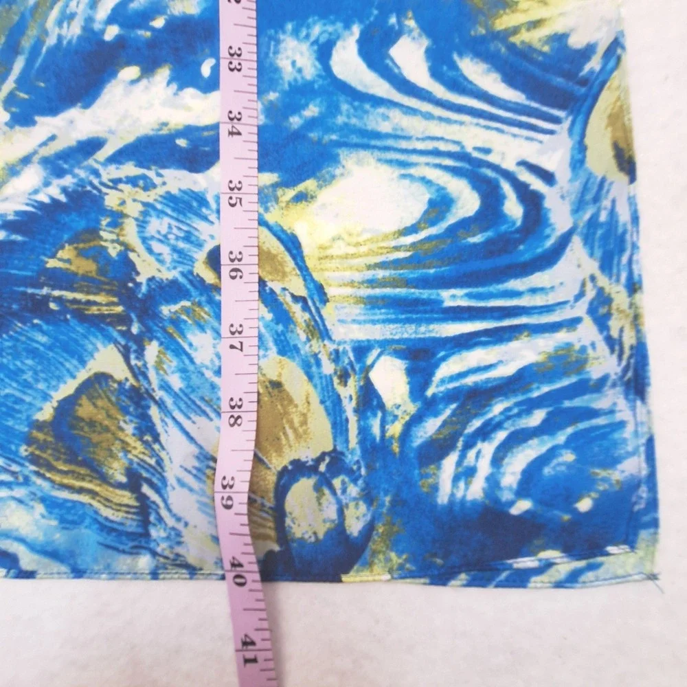 Additions by Chicos Scarf Womens One Size Blue Yellow Peacock Abstract Print